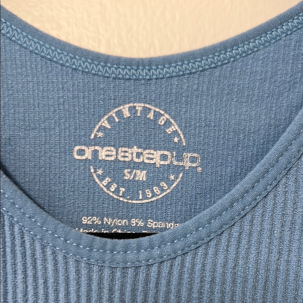 Blue Ribbed Tank Top - Picture 2 of 3